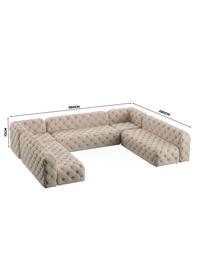 ASGHAR FURNITURE Tufted 11-Seater Sofa(Beige) - Image 2