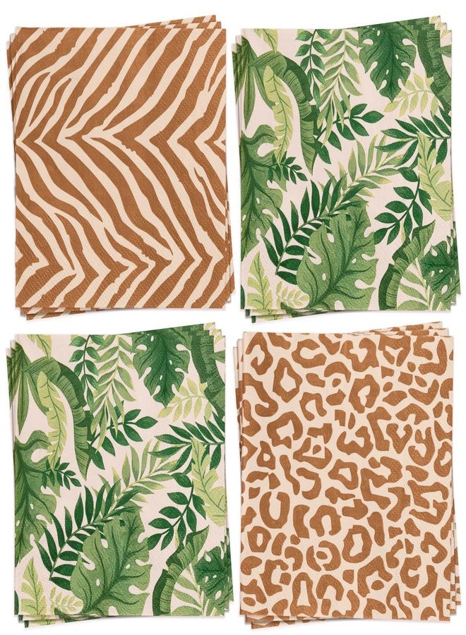 xo, Fetti Animal Print Safari Napkins - 3-ply, 24 pcs | Jungle Cocktail Napkins, Zoo Dinner Party Setting, Kids Wild Birthday Decoration, Rainforest Tablescape - Image 1