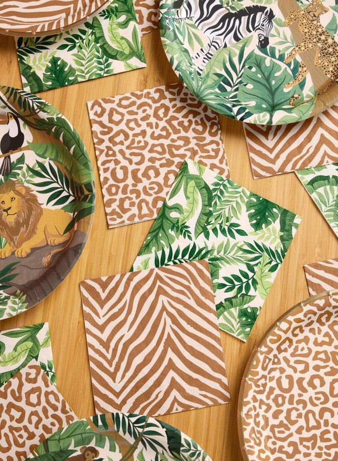 xo, Fetti Animal Print Safari Napkins - 3-ply, 24 pcs | Jungle Cocktail Napkins, Zoo Dinner Party Setting, Kids Wild Birthday Decoration, Rainforest Tablescape - Image 4
