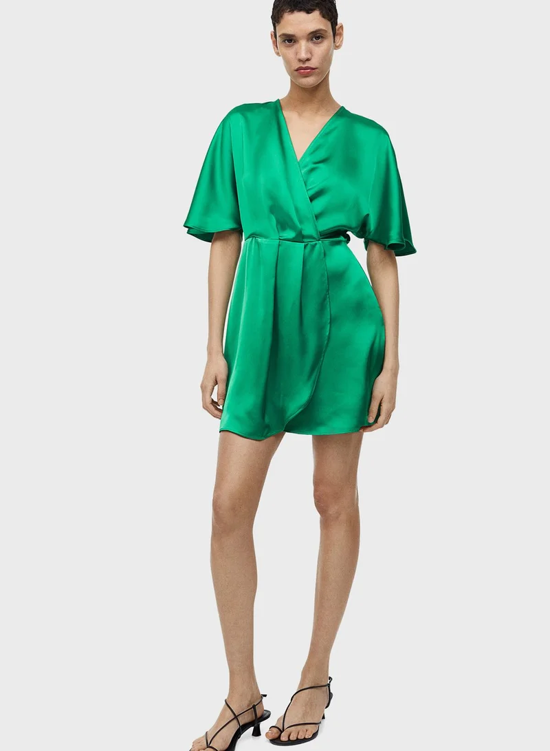 H&M Satin Wrap Mini Dress