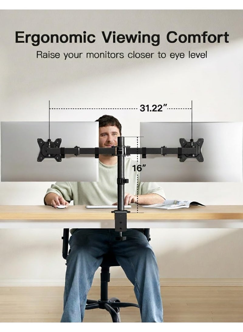Cool Baby Dual Monitor Desk Mount Stand, Fully Adjustable Arms, Black - Image 4
