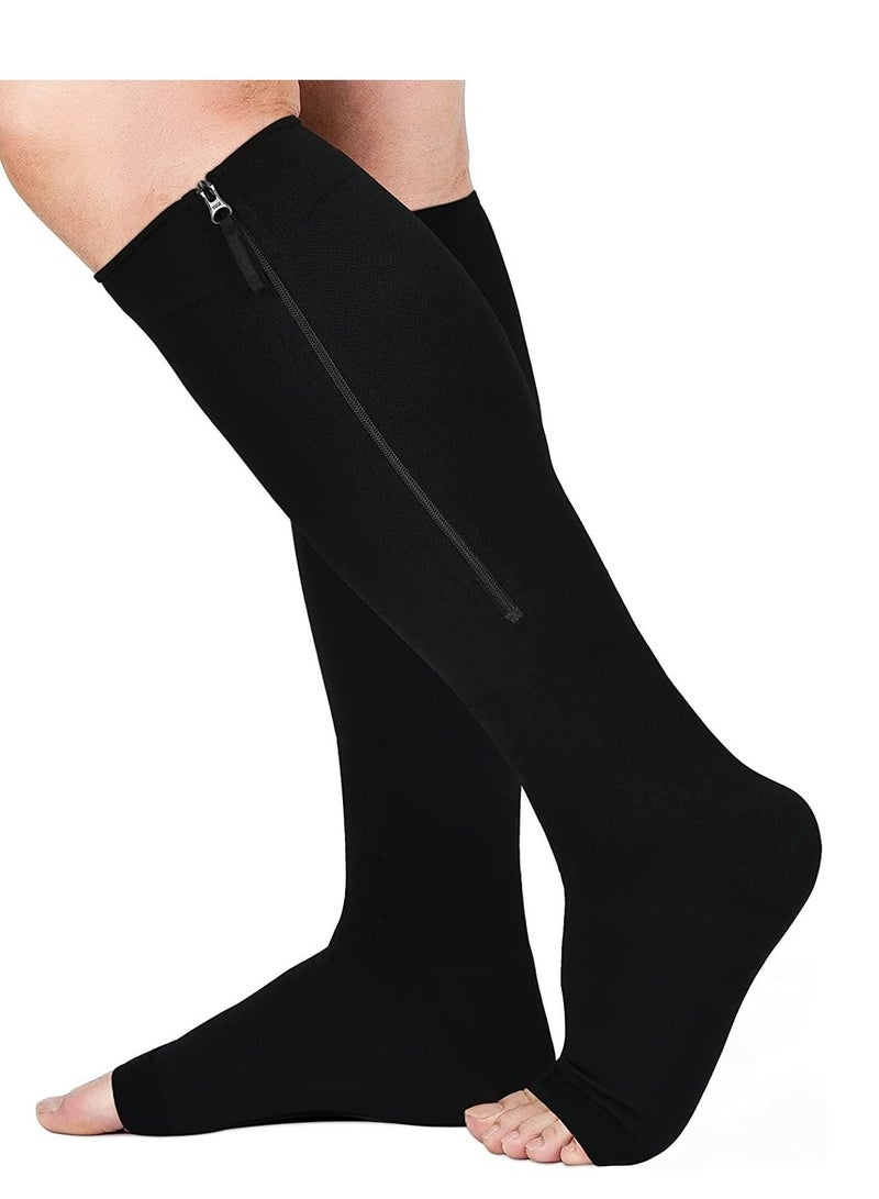AS SEEN ON TV Compression Stretchy Leg Pain Relief  Zip Socks Black S\M - Image 1
