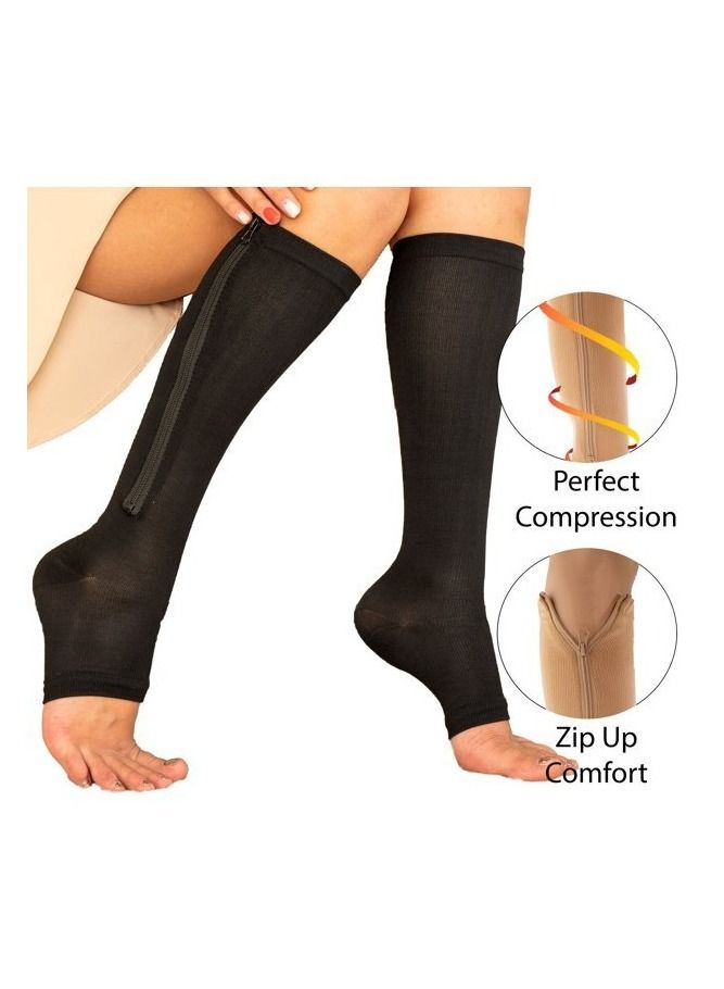 AS SEEN ON TV Compression Stretchy Leg Pain Relief  Zip Socks Black S\M - Image 2