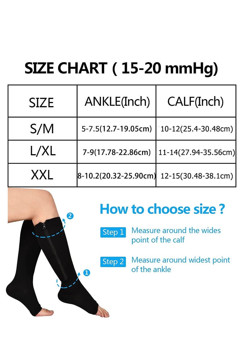 AS SEEN ON TV Compression Stretchy Leg Pain Relief  Zip Socks Black S\M - Image 5