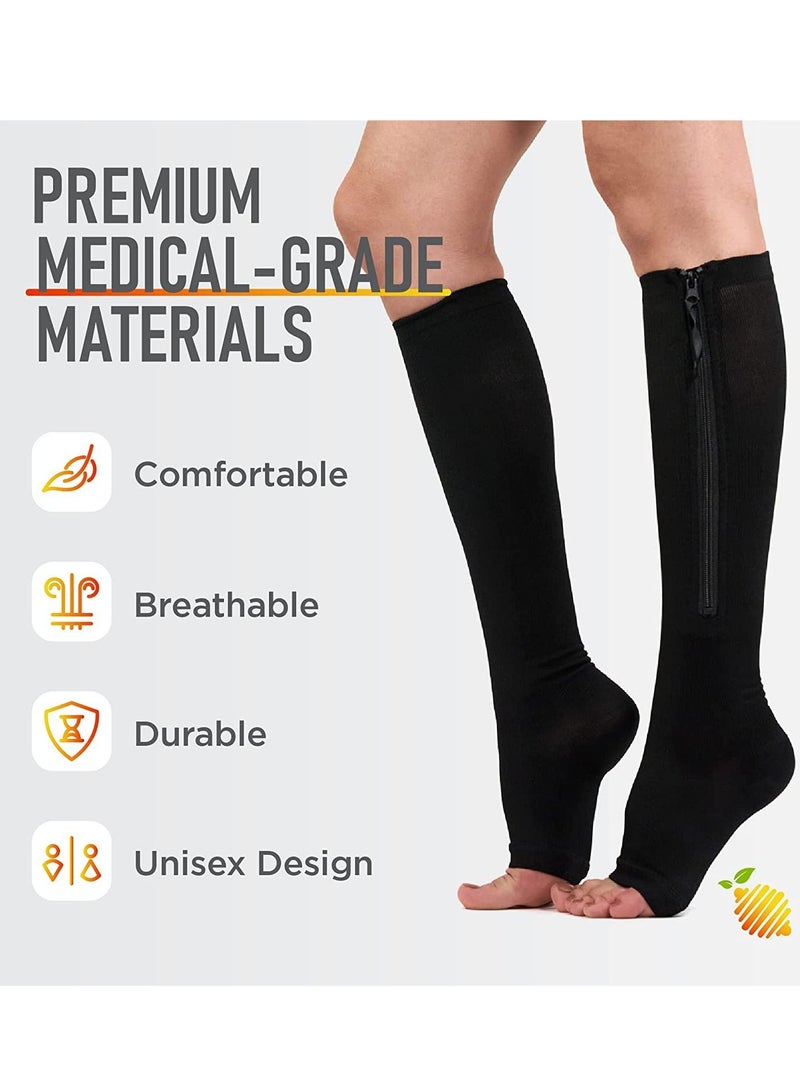 AS SEEN ON TV Compression Stretchy Leg Pain Relief  Zip Socks Black S\M - Image 4