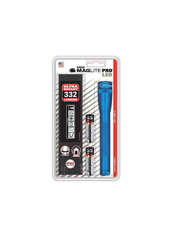 MAGLITE MagLite SP2P11H LED 2 Cell AA PRO Flashlight with Batteries and Holster Sleeve, Blue  - Image 1