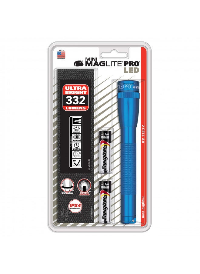 MAGLITE MagLite SP2P11H LED 2 Cell AA PRO Flashlight with Batteries and Holster Sleeve, Blue  - Image 2