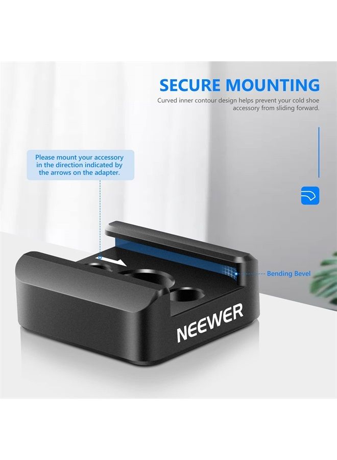 NEEWER Cold Shoe Mount Adapter, Cold Shoe Bracket with 1/4" Thread, Compatible with SmallRig DSLR Camera Cage Microphone LED Light Monitor and More (4 Pack, ST26)