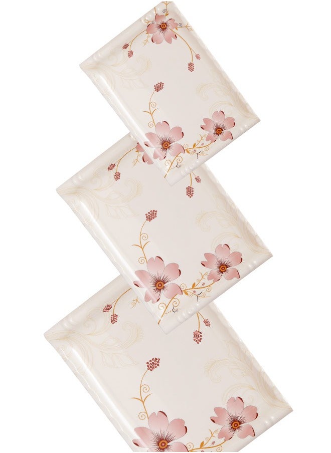 A TO Z Floral Melamine Serving Tray Set – 3 Pcs, Premium Quality, Scratch Resistant & Unbreakable, BPA-Free, 33x38x44.5 cm, Design 206 | Dishwasher Safe, Ideal for Daily Use & Parties  - Image 2