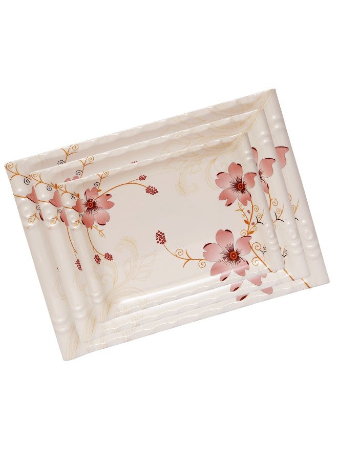A TO Z Floral Melamine Serving Tray Set – 3 Pcs, Premium Quality, Scratch Resistant & Unbreakable, BPA-Free, 33x38x44.5 cm, Design 206 | Dishwasher Safe, Ideal for Daily Use & Parties  - Image 3