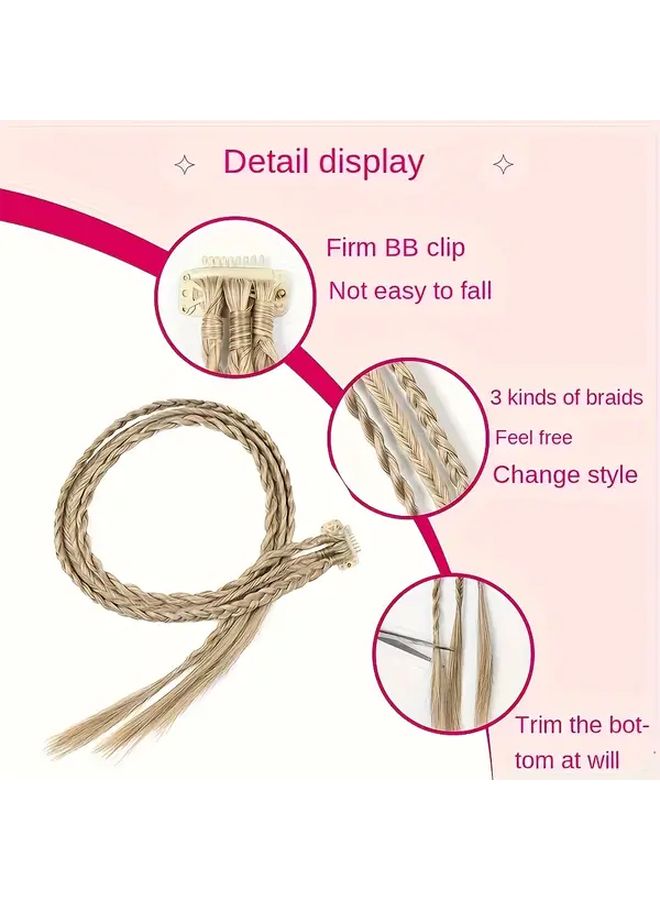 Wheat Colored 22 Inch Straight Braided Synthetic Wig Heat Resistant - Image 2
