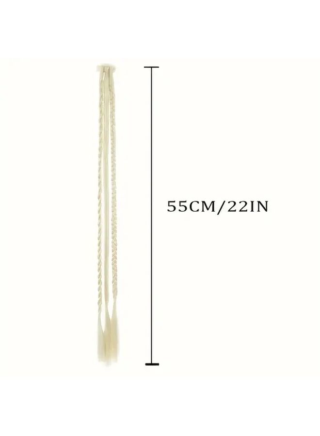 Wheat Colored 22 Inch Straight Braided Synthetic Wig Heat Resistant - Image 4