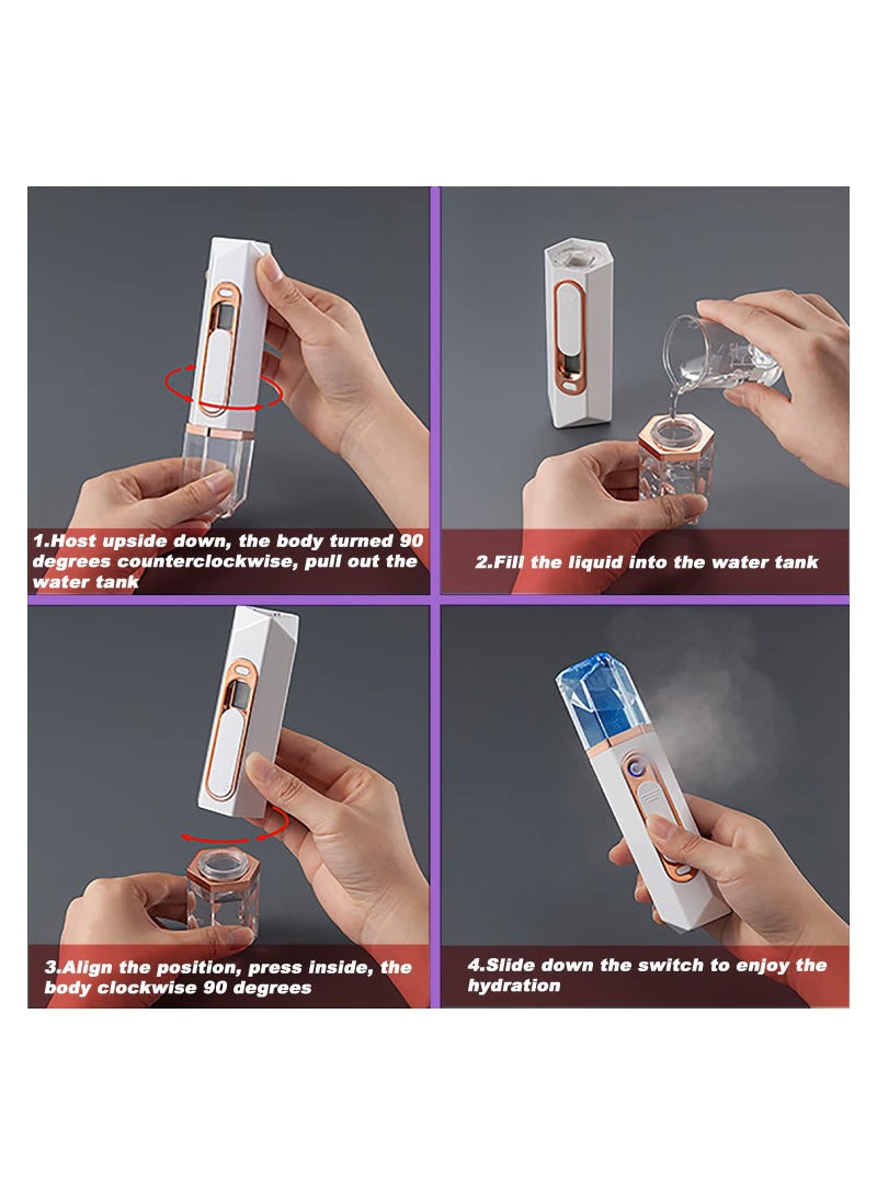 SYOSI Nano Facial Mister Nano Mist Sprayer Nano Mist Spray Facial Mister Portable Mini Facial Steamer with Skin Analyzer Moisture Tester Visual Water Tank Usb Rechargeable for Face Moisturizing - Image 5