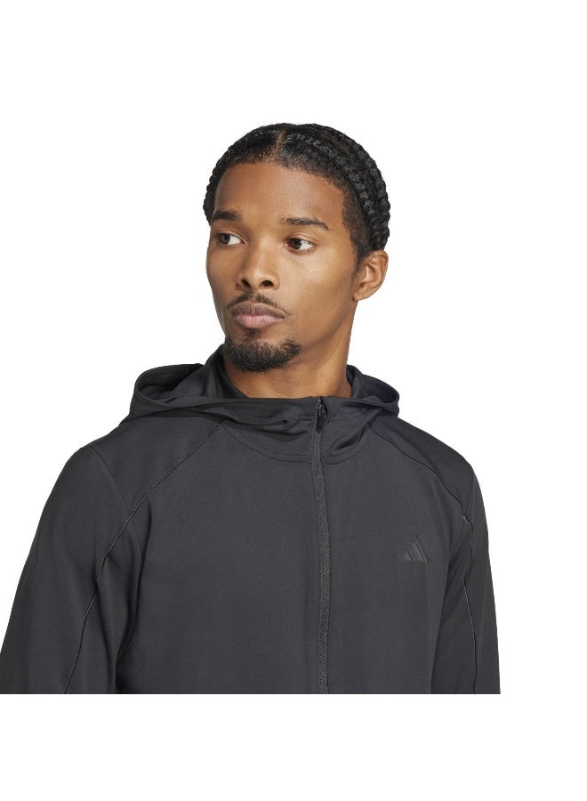 اديداس سترة رياضية  بغطاء رأس أسود للرجال - Image 5