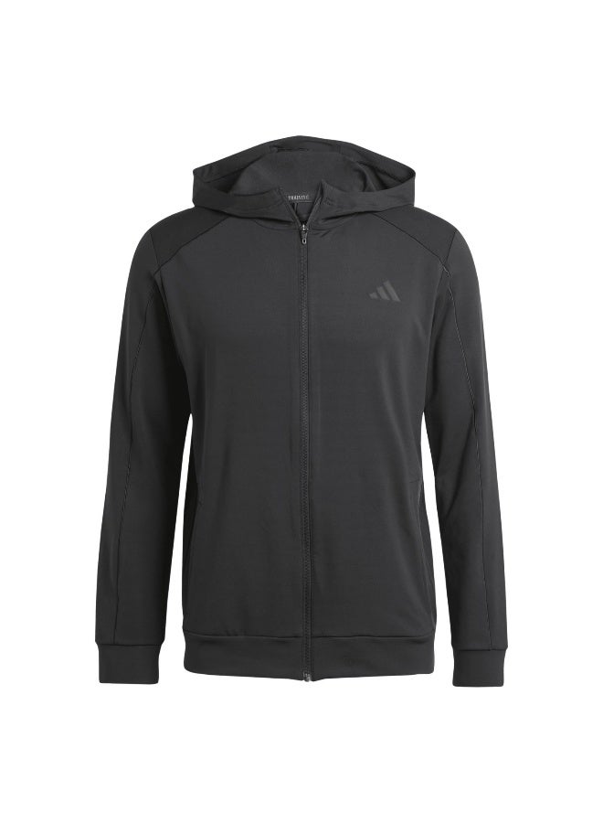 اديداس سترة رياضية  بغطاء رأس أسود للرجال - Image 2