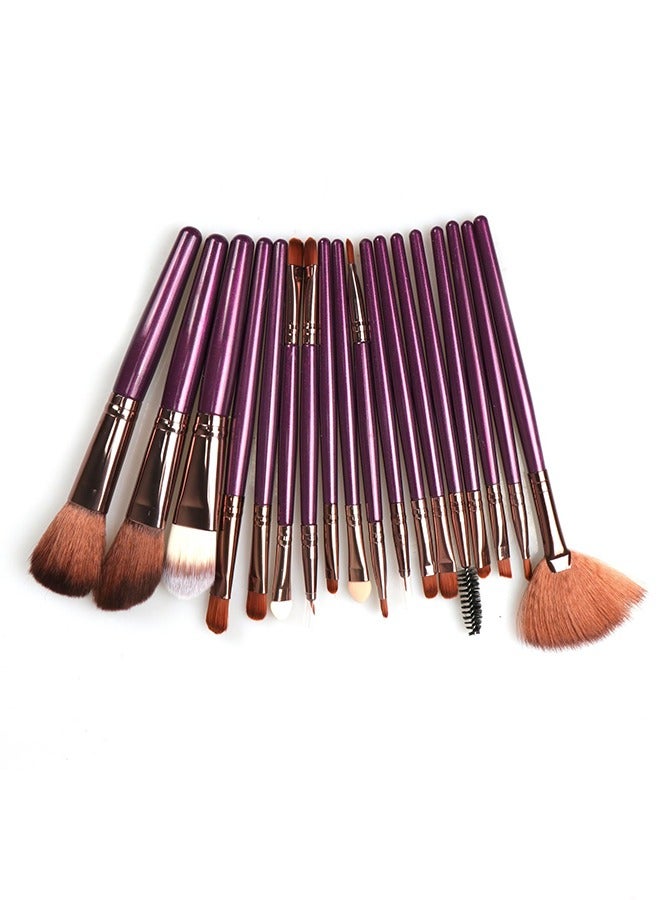 مجموعة فرش مكياج احترافية مكونة من 18 قطعة متعددة الوظائف، شعر ناعم أنيق للسيدات، مقبض خشبي أرجواني، مجموعة أدوات تجميل الوجه والعينين للنساء - Image 1