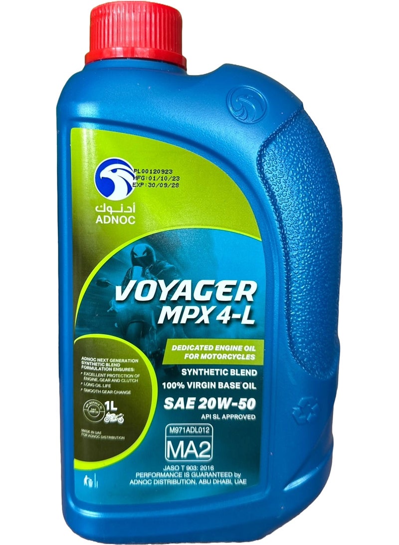 ADNOC 4 Stroke Engine Oil 20W50 Synthetic Blend API SL 1Ltr - Image 1