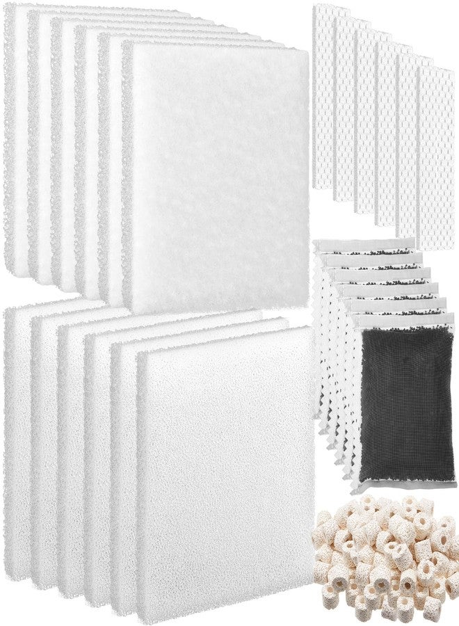 Threlaco 26 Pcs Aquarium Filter Media Kit Compatible with Fluval C3 (50 Gal) Power Filter, 6 White Foam Sponge Pad, 6 Poly Foam Pads, 6 Bio-Screen, 6 Activated Carbon, 2 Pack 3.5 Oz/100g Ceramic Ring - Image 1