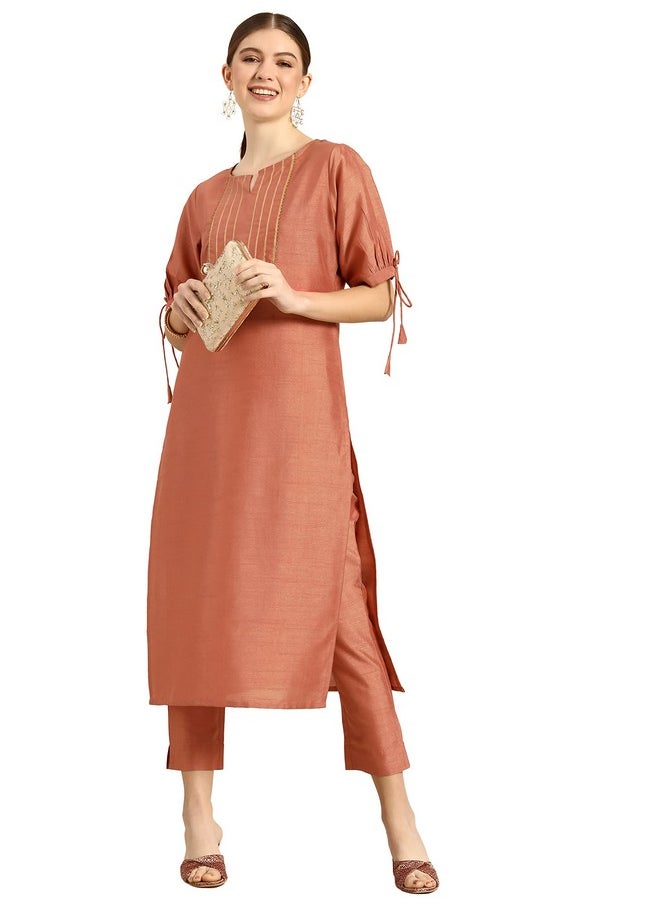 Janasya Women's Peach Poly Silk Embellished Kurta with Pant(SET324-KR-NP-J-L) - pzsku/ZF69EF4F02ED1307D5C61Z/45/_/1740118101/8e1a2bac-bc85-4229-ab09-9da0a69bebaa