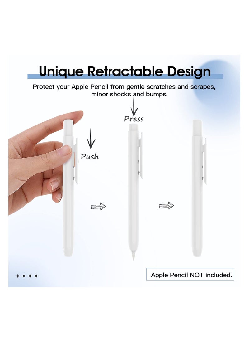 Holder Case Fit Apple Pencil 1st Gen, Retractable Tip Cap Fit New iPad 10th Gen 2022, iPad 9th Gen 2021, iPad 8th Gen 2020, iPad 6th 9.7 2018, iPad Mini 5th Gen Pencil Case Pencil (White)  - Image 3