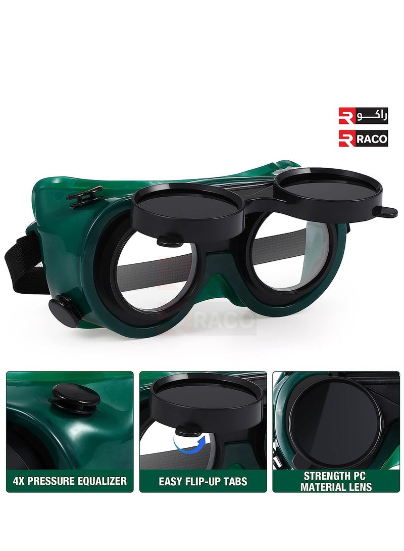 RACO RACO Double-Layer Welding Safety Flip Up Goggles Eye Protection Glasses, Eclipse Shades Wrap Around Safety Eye Protection Glasses. - Image 2
