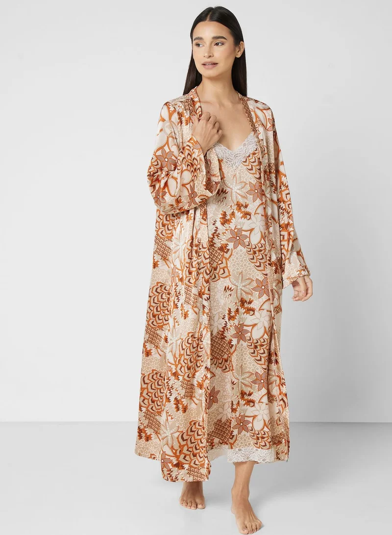 Khizana 2 Piece Longline Robe & Night Slip Set