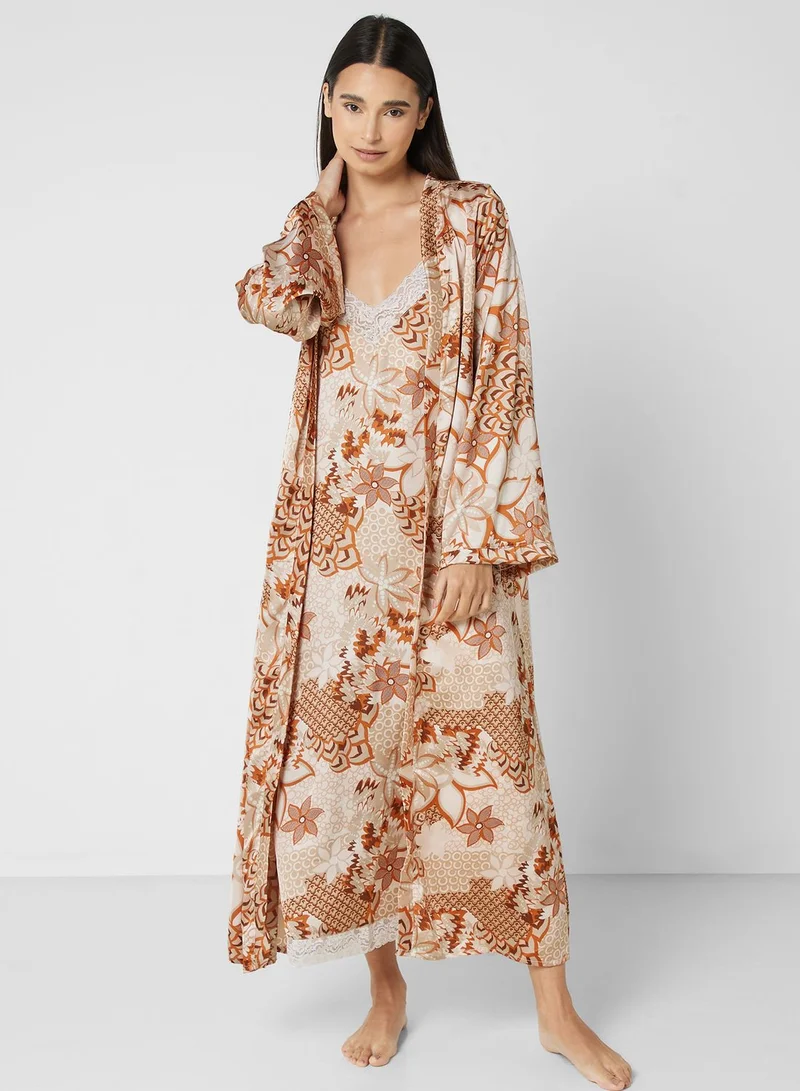 Khizana 2 Piece Longline Robe & Night Slip Set