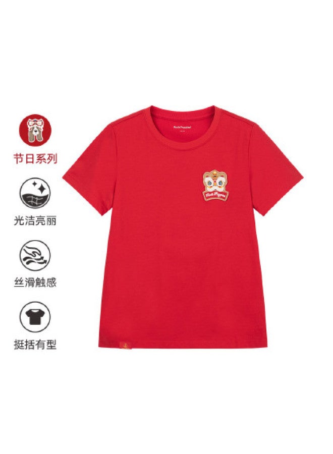 Hush Puppies Unisex Men's Women's Kids' 2025 Summer New Short Sleeve Round Neck Shirt Pure Cotton Sports T-shirt - Image 1