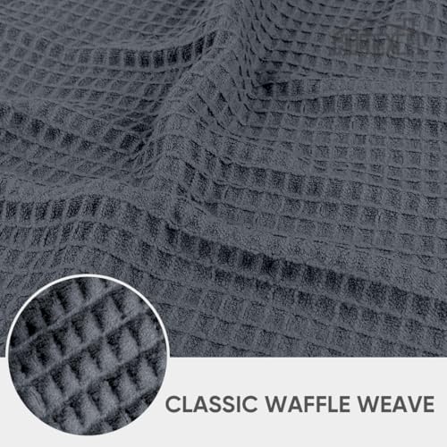 HOMEXCEL Waffle Weave Microfiber Towel 10 Pack Lint Free Cleaning Rags 12 x 12 Inches Barista Towels Reusable Microfiber Cleaning Cloth for Household Kitchen Glass and Window Grey - Image 3