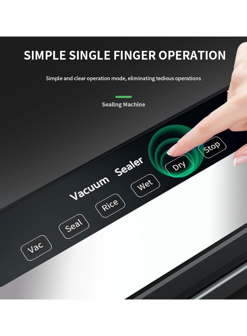 Vacuum Sealer, Food Vacuum Sealer Machine with 65 KPA Powerful Suction, 30MM Longer Seal Food Sealer for Dry and Moist Food Fresh Preservation with 10Pcs Vacuum Sealers Bags  - Image 5