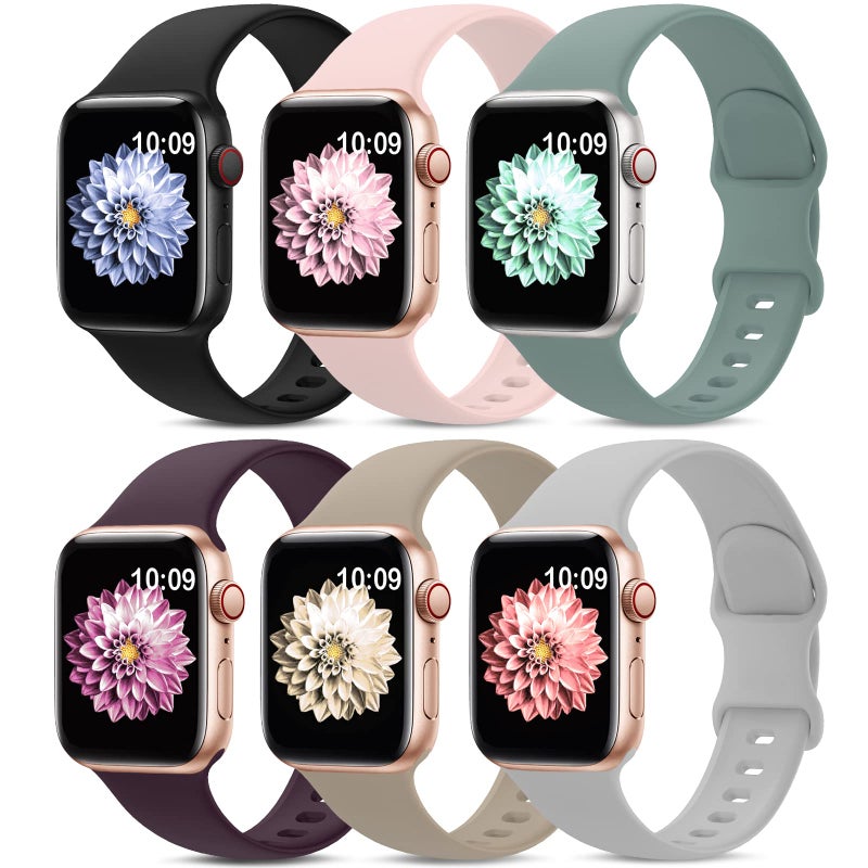 AMSKY 6 Pack Sport Bands Compatible with Apple Watch Band 38mm 40mm 41mm 42mm 44mm 45mm 49mm 46mm,Silicone Waterproof Strap for iWatch Apple Watch Series 11 10 9 Ultra 8 7 6 5 4 3 2 1 SE Women Men - Image 1