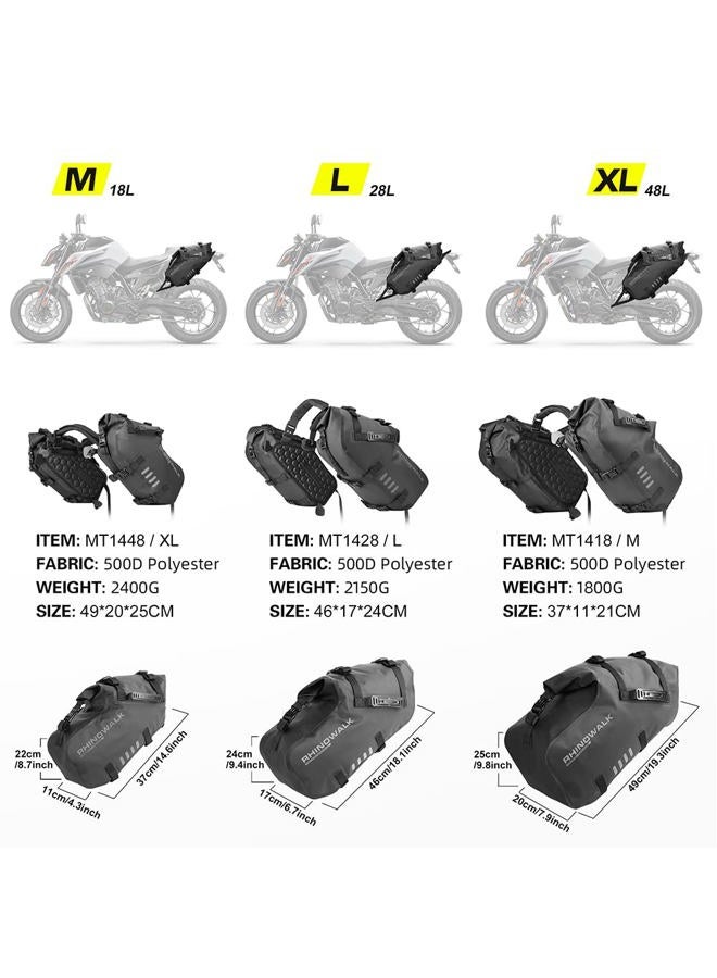 Rhinowalk Motorcycle Saddle Bag Waterproof 18L (9L*2) Motorcycle Side Pannier Bag Anti-Vibration Motorbike Bag Motorcycle Accessories - Image 3