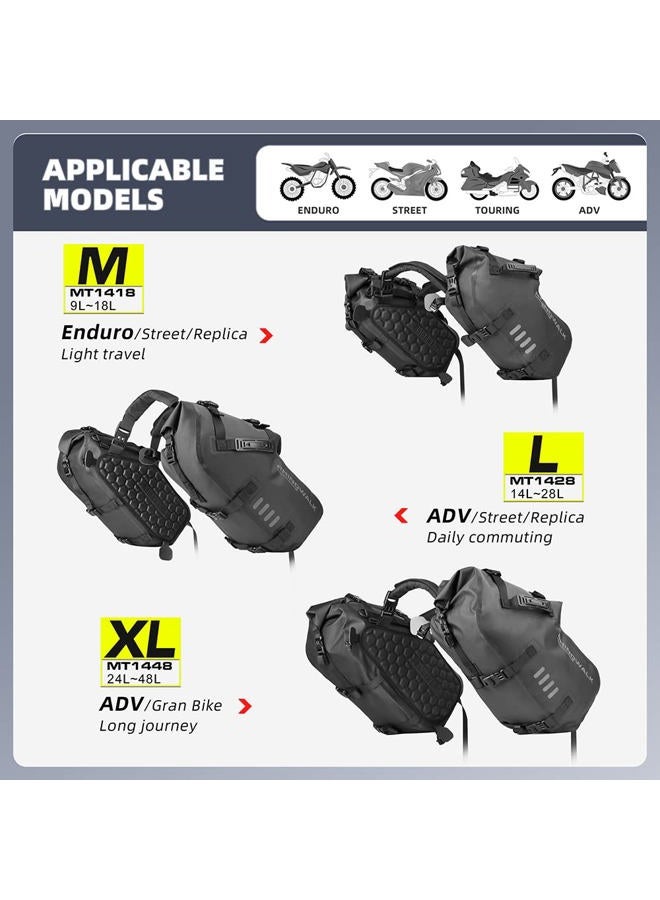 Rhinowalk Motorcycle Saddle Bag Waterproof 18L (9L*2) Motorcycle Side Pannier Bag Anti-Vibration Motorbike Bag Motorcycle Accessories - Image 2