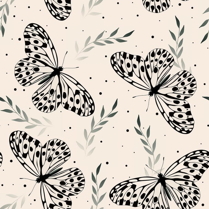 BUTTERFLY WALLPAPER PEEL AND STICK BEIGE BLACK INSECT LEAF WALLPAPER FOR BEDROOM CABINET BUTTERFLY FLORAL DECORATIVE CONTACT PAPER 12X118 REMOVABLE SELF ADHESIVE NEUTRAL WALLS COVERING