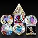 DNDND Rainbow Glass Dice Set 7 Piece Glass Polyhedral DND Dice with Great Gift Box for Dungeons and Dragon DD Tabletop Game Rainbow and Clear - Image 2