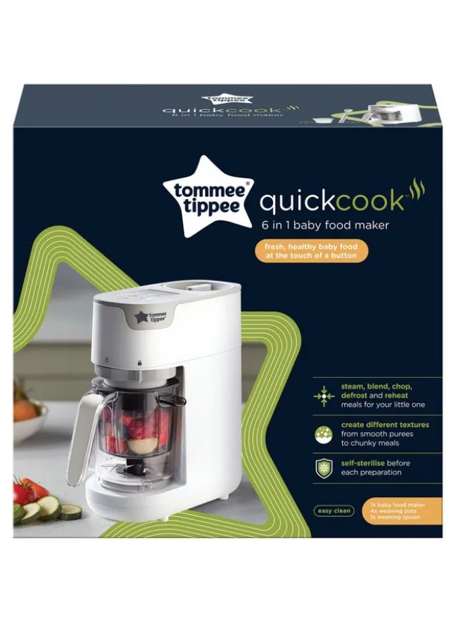 Tommee Tippee UK Tommee Tippee - Quick Cook 6-in-1 Baby Food Maker - White - 500 ml - Image 2