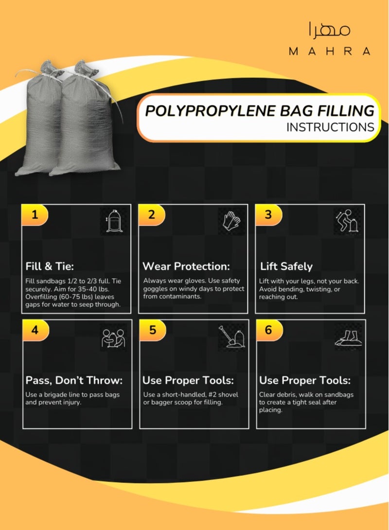 Pack of 5 | Woven Polypropylene Bags | 35.4" x 31.4" | Tough & Waterproof | Suitable for Agriculture, Industrial, and Construction Tasks | Reliable Heavy-Duty Storage