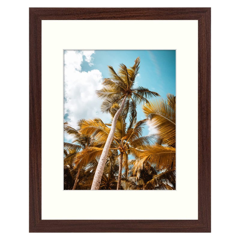 Frametory Frametory 11x14 Picture Frame with Mat for 8x10 Photo  High Definition Glass Wide Molding  Preinstalled Wall Mounting Hardware Brown 1 Pack 