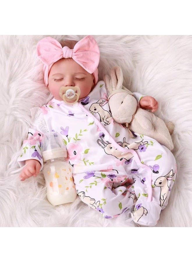 ان بي كي دمية واقعية بطول ١٨ بوصة، دمية جذابة، دمية طفلة رضيعة واقعية، مصنوعة يدويًا من السيليكون الناعم والفينيل، مثالية كمجموعة ألعاب لدمى حديثي الولادة وهدية مثالية للأطفال. - Image 4