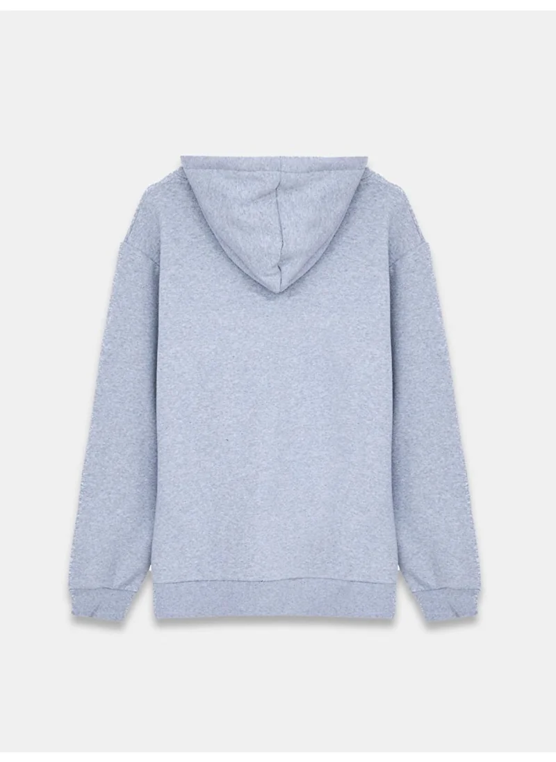 إل تي بي Plain Hooded Gray Sweatshirt