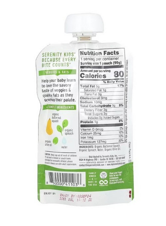 SERENITY KIDS Organic Butternut Squash and Spinach with Olive Oil 6 Months 3.5 oz 99 g - Image 2
