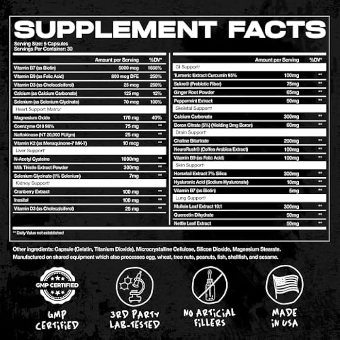 AFTERDARK OrganX Organ Support, Comprehensive Supplement, Promotes Healthy Heart, Liver, Kidneys, Stomach, Brain, Skin, and Lung Function, Advanced Detoxification and Wellness Formula (150 Capsules) - Image 3