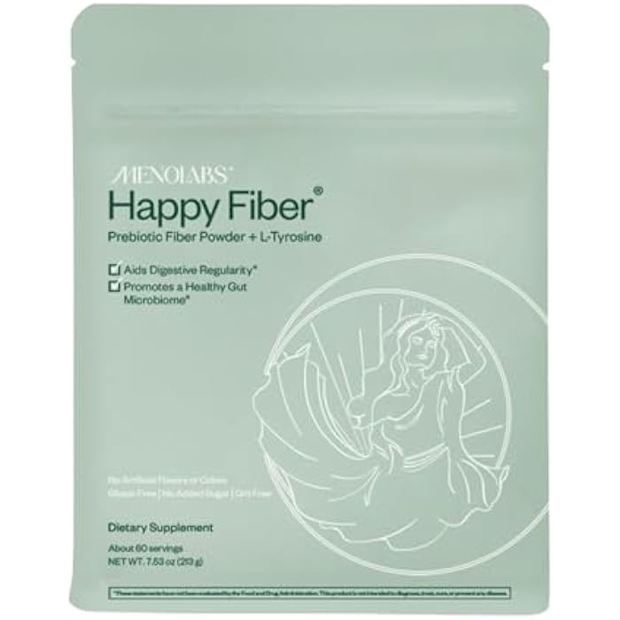 MENOLABS Happy Prebiotic Fiber Supplement - 60 Servings (213 g) - Expertly-Formulated Menopause Supplements for Women, with L-Tyrosine - Image 1