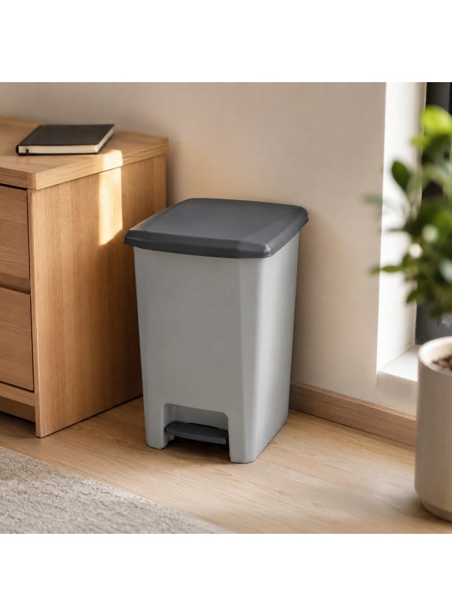 Planet Pedal Trash Bin Grey Heavy-Duty Plastic Soft-Close Lid Foot Pedal for Kitchen Bathroom Office 31 × 27 × 43 cm (25 Liters) - Image 2