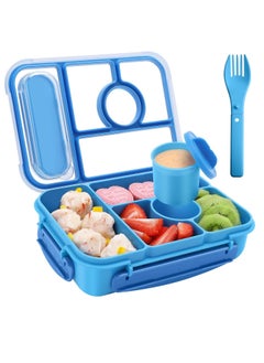 Bento box adult lunch box,lunch box kids,lunch containers for Adults/Kids/Toddler,5 Compartments bento Lunch box for kids with Sauce Vontainers,Microwave & Dishwasher & Freezer Safe(Blue)