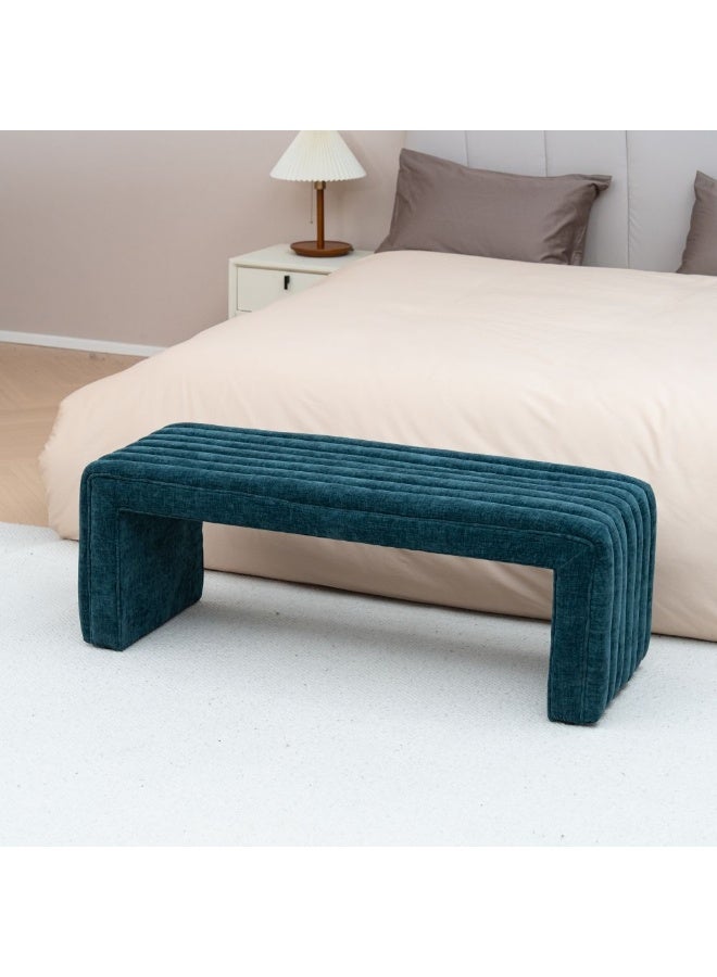 DANUBE HOME Lizza Bench | Multi-Functional Stool | Upholstered Footrest Without Storage L126xW42xH45cm -Teal Blue - Image 1