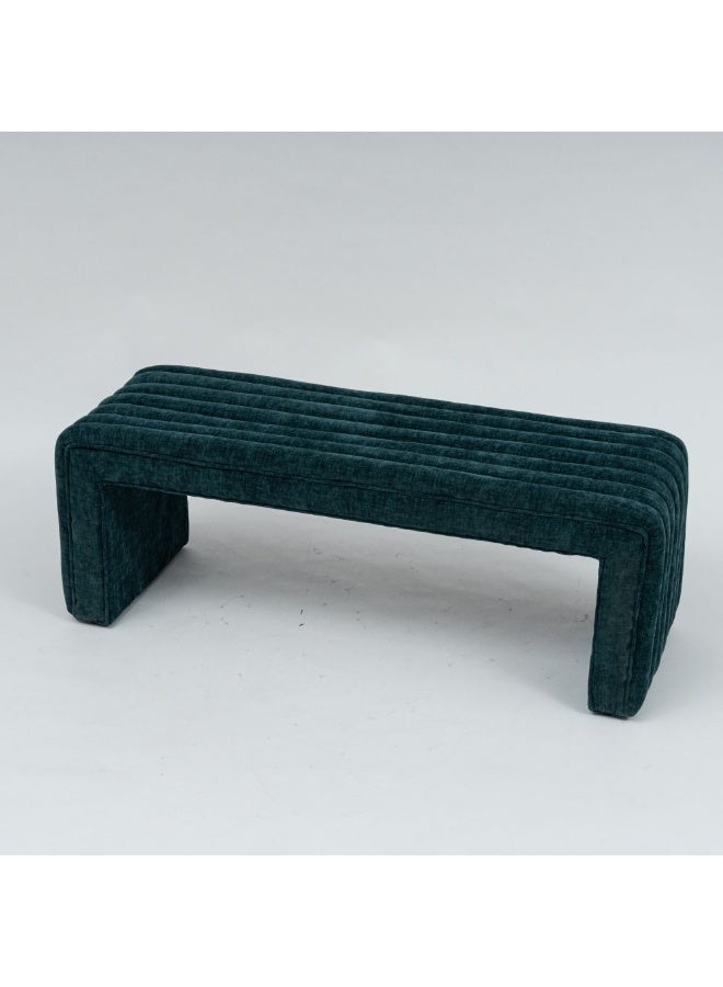 DANUBE HOME Lizza Bench | Multi-Functional Stool | Upholstered Footrest Without Storage L126xW42xH45cm -Teal Blue - Image 3