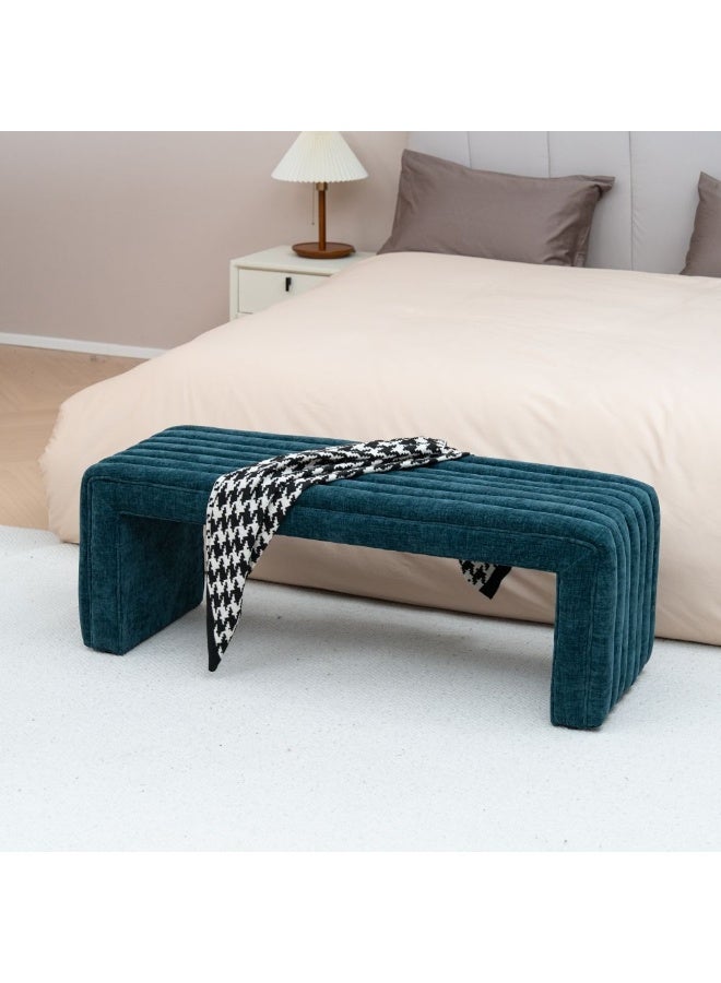 DANUBE HOME Lizza Bench | Multi-Functional Stool | Upholstered Footrest Without Storage L126xW42xH45cm -Teal Blue - Image 2
