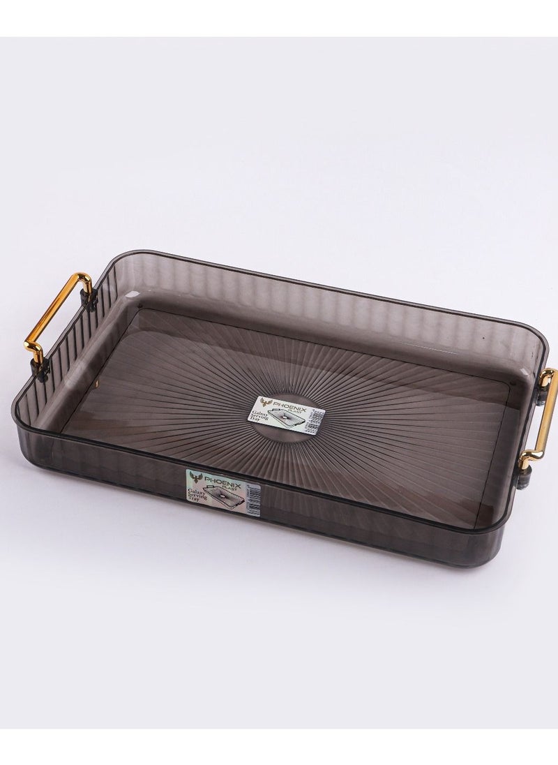 Phoenix - Elegant Crystal-Style Acrylic Tray with Gold Handle – Unbreakable Luxury Serving - Image 1