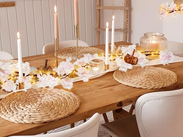obbsie 6FT Lighted Cherry Blossom Garland with 100 Fairy Lights Timer Battery Operated Artificial Cherry Blossom Flower Vines with Lights for Mantle Home Fireplace Wedding Party Office Decor - Image 3